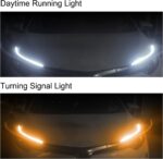 Car LED Strip Lights, 2Pcs 24 Inch Flexible LED Headlight Strips Dual Color White Turn Signal Yellow Lights Waterproof Car Daytime Running Light Strip for Truck SUV - Image 2