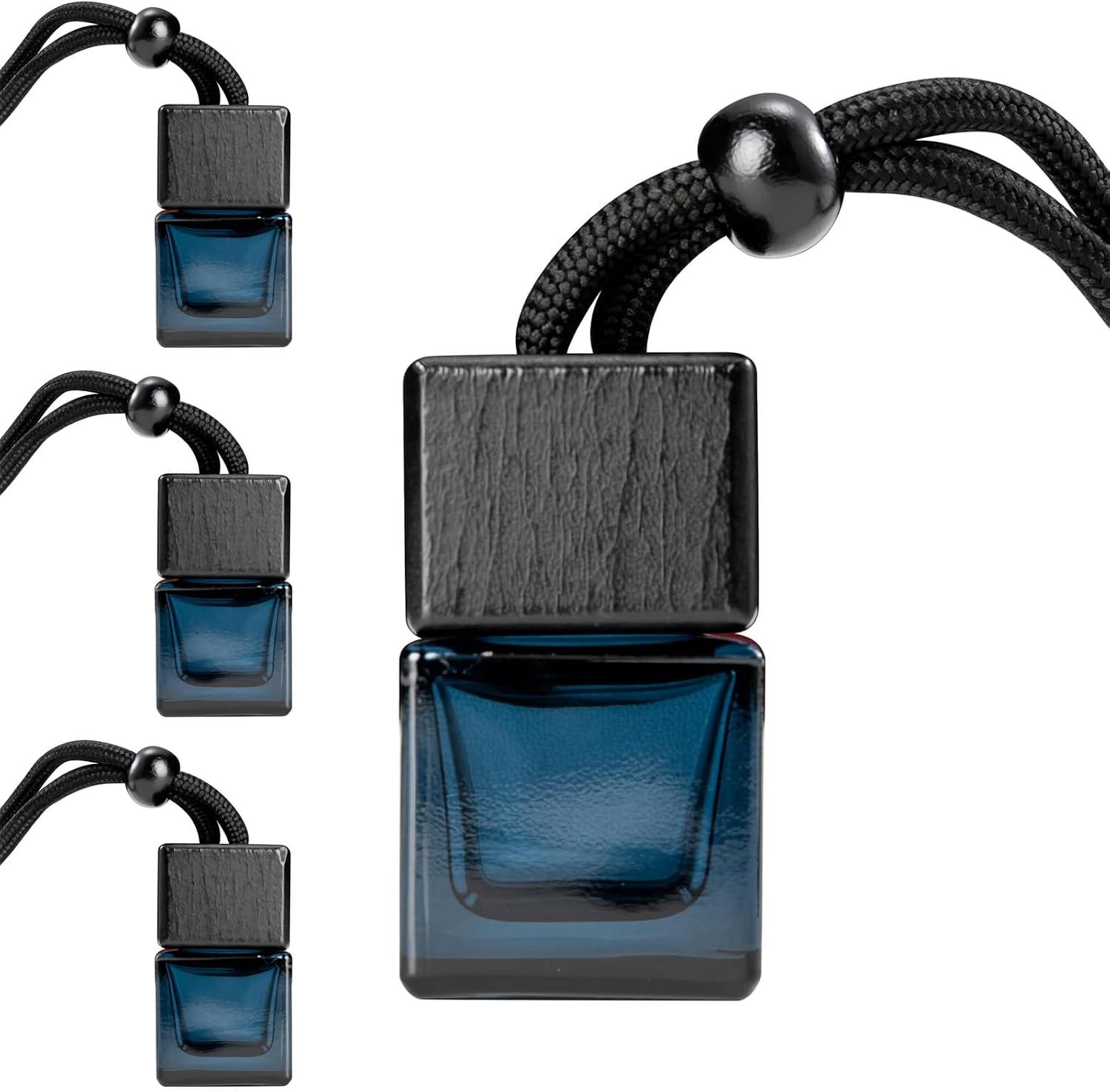 6187jO-TJNL._AC_SL1500_.jpg 4 Pack Empty Hanging Car Air Freshener Bottles, Refillable Essential Oil Diffuser for Car & Office, Aromatherapy Decor Cube - Image 1