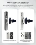 Compatible Air Vent Car Phone Holder. Unversal Magnetic Car Phone Mount for iPhone 12/13/14/15/16 Series & Android Phones via Included Magnetic Ring Adapter - Image 2