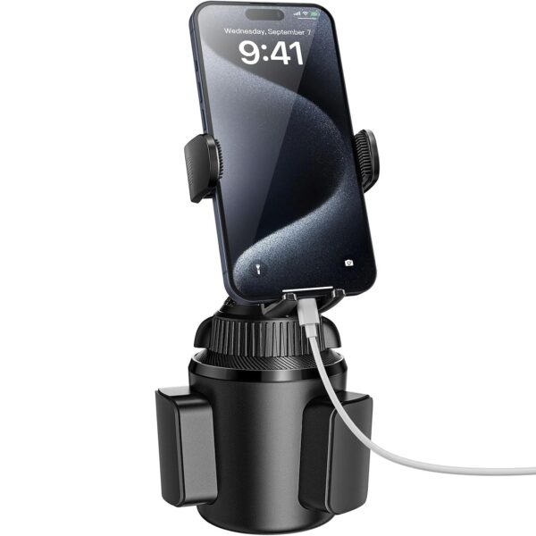 Universal Car Cup Holder Phone Mount | Quick-Extend Retractable Long Arm Design | 360° Full-Range Rotation | Compatible with All Smartphones | Stable, Anti-Shake Design