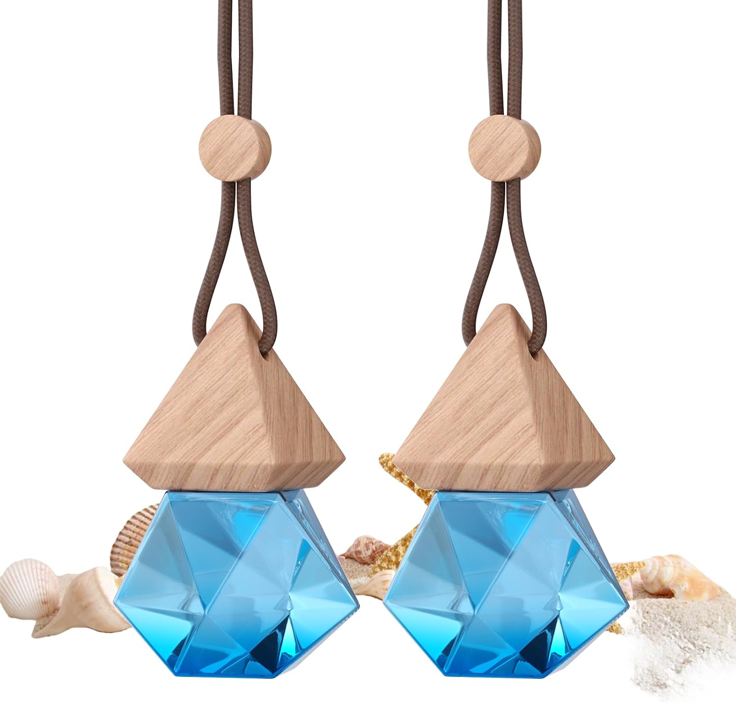 61Sxok7nGZL._AC_SL1500_.jpg Car Air Freshener Hanging, 2 Pcs Blue Ocean Scent Drift Car Air Freshener, Wooden Fragrance Expanding Bottle Cap, 10ml Per Bottle, Used for Car Decoration and Fresh Air (Ocean) - Image 1