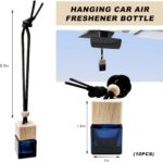 10PCS Hanging Car Air Freshener Bottle, Empty Glass Car Diffuser Cube Bottle Pendant with Wooden Cap, Refillable Essential Oil Bottles Hanging Ornament for Auto Home Office - Image 2