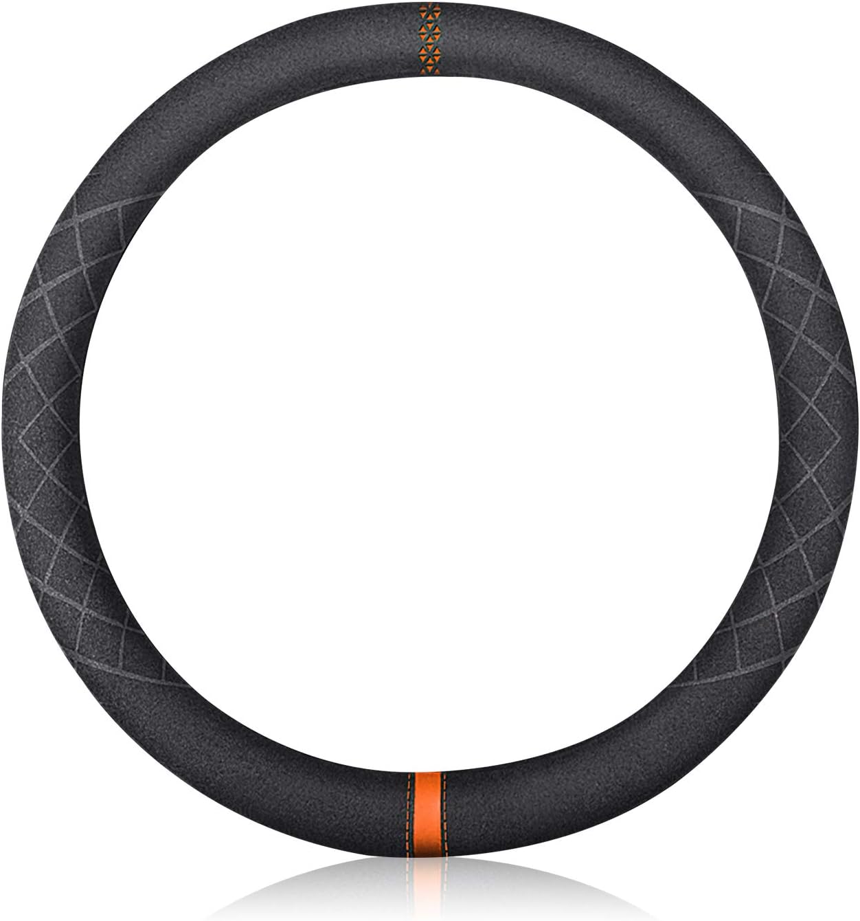 61UwPT5FaAL._AC_SL1500_.jpg Sport Microfiber Suede Velvet Car Steering Wheel Cover Non-Slip Car Steering Wheel Protector Winter Warm Universal for Diameter 38cm(15") (Black Brown) - Image 1