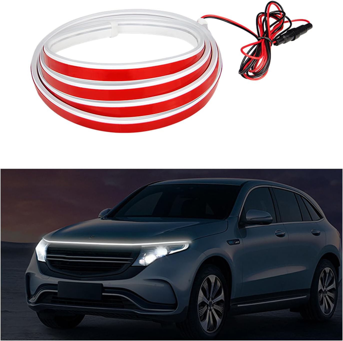 61WYEfn7sBL._AC_SL1500_.jpg 79'' Car Hood Light Strip, Flexible Dynamic Daytime Running Light Strip, Waterproof Auto LED Strip Light with Fuse Protection, Universal Exterior Decor for Most Vehicles (White) - Image 1