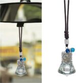 Hanging Car Essential Oil Diffuser Bottle, Crystal Diamond Car Rear View Mirror Charm, 8 ml Empty Glass Bottle Pendant, Elegant Auto Interior Decoration Accessories (Diamand)
