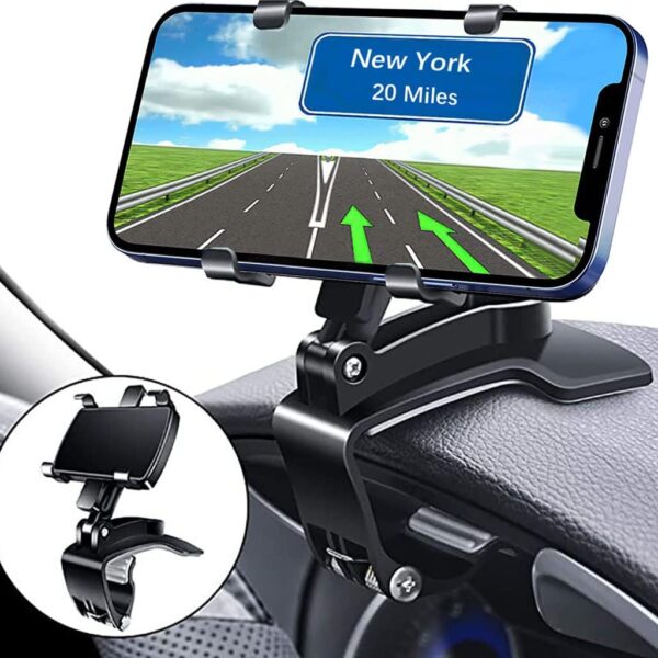 Universal Car Phone Mount — 360° Rotating Dashboard Phone Holder [Upgraded Clip: Never Falls Off], Designed Specifically for Smartphones
