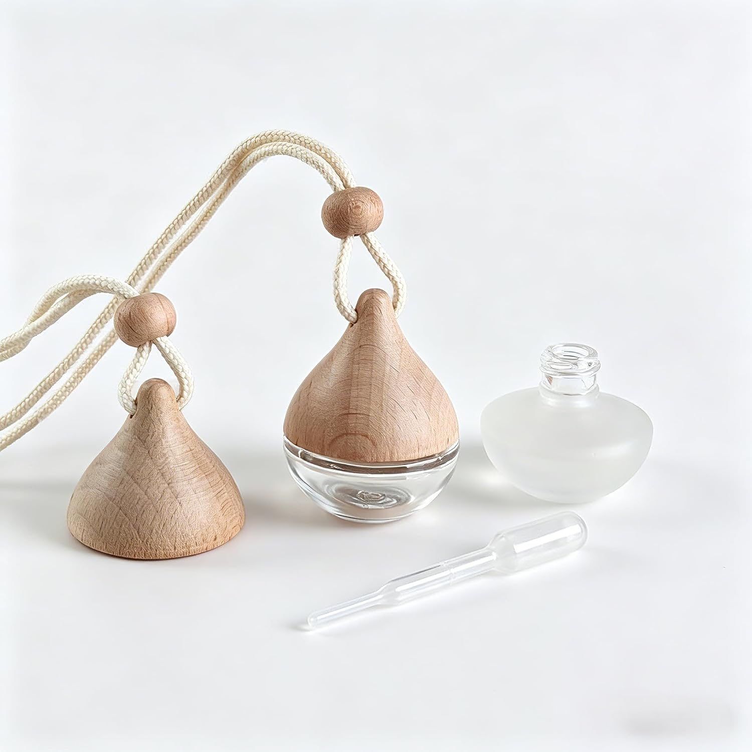 71ehnHhmQ0L._AC_SL1500_.jpg Refillable Hanging Car Air Freshener – Empty Glass Perfume Bottle Diffuser Pendant with Reed Sticks, Essential Oil Aroma Diffuser for Vehicle, Aromatherapy Decor (Water Drop) - Image 1