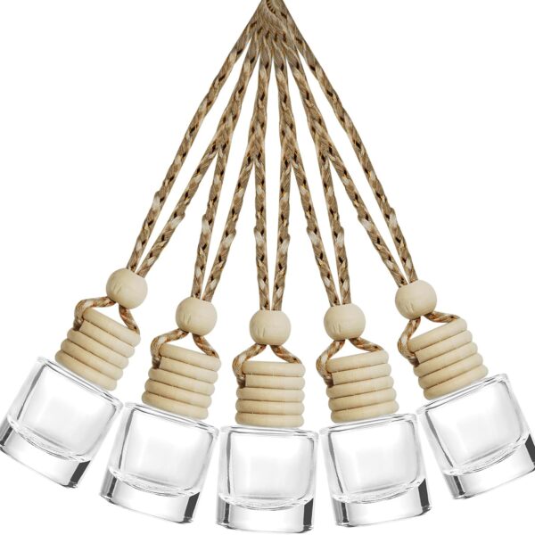 5PCs Hanging Car Air Freshener, Empty Glass Perfume Bottlespendant Bottle, Air Freshener Pendant