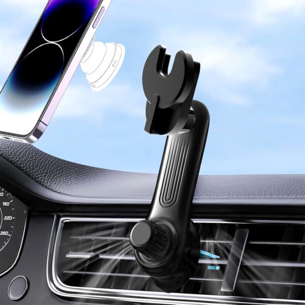Car Phone Holder for Socket Mount, Air Vent Car Phone Holder for Pop Grip [Never Blocking] AC Vent Clip Phone Mount 360° Adjustable Works with  Car Mount for iPhone Samsung All Smartphones