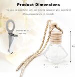 5 PCS 8ml Hanging Car Air Freshener, Transparent Glass Vehicle Perfume Bottles with Wooden Cap & Rope, Universal Empty Air Diffuser Fragrance Ornament for Cars Trucks SUVs (Rhombic) - Image 2